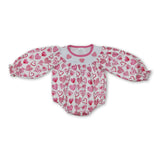 Long sleeves heart baby girls Valentine's day romper