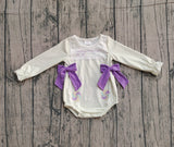 Long sleeves donut bow baby girls Mardi Gras romper