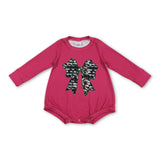 Hot pink long sleeves camo bow baby girls romper