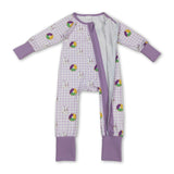 Plaid donut boots baby girls Mardi Gras zipper romper