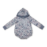 Long sleeves grey camo Mama's boy baby hooded romper