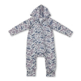 Long sleeves grey camo baby kids hooded zipper romper