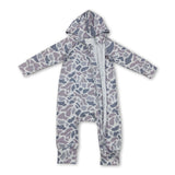 Long sleeves grey camo baby kids hooded zipper romper