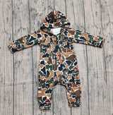 Long sleeves brown camo baby kids hooded zipper romper