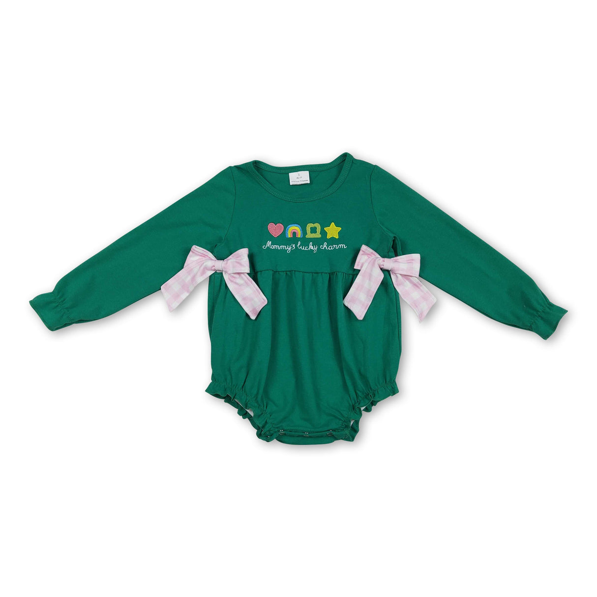 Green Mommy's lucky charm girls St Patrick's romper
