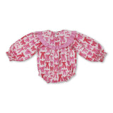 Pink bow daddy's valentine smocked baby girls romper