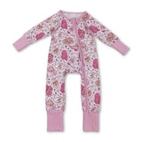 Pink heart boots hat western girls Valentine's zipper romper