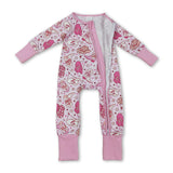 Pink heart boots hat western girls Valentine's zipper romper