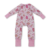 Pink heart boots hat western girls Valentine's zipper romper
