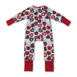 Long sleeves red heart baby girls Valentine's zipper romper