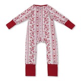 Red heart love floral baby girls Valentine's zipper romper