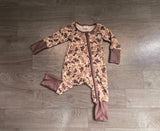 Long sleeves brown camo baby boy zipper romper