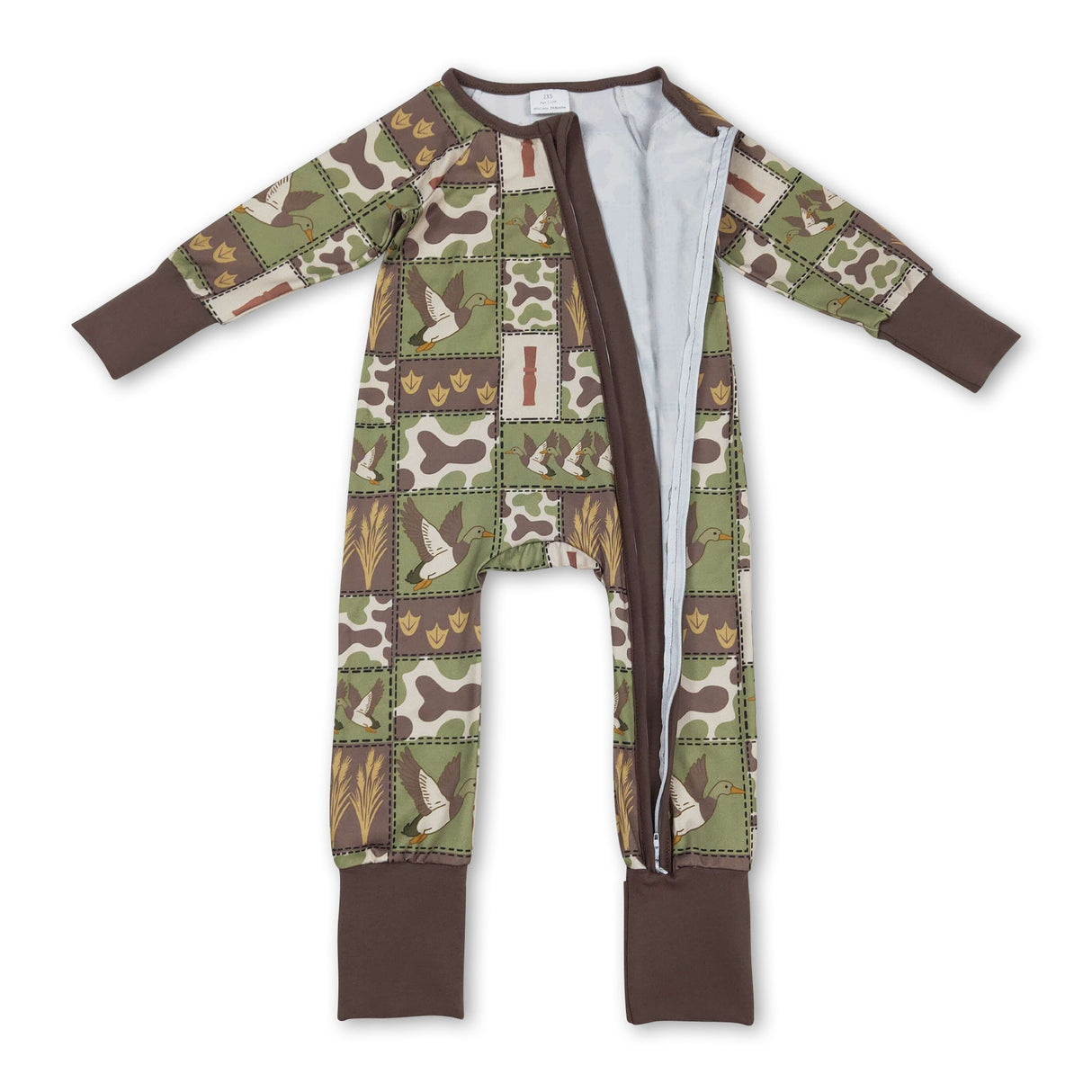 Long sleeves duck camo baby kids zipper romper