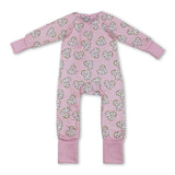 Long sleeves heart donuts baby girls Valentine's romper