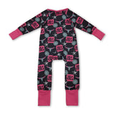 Wild child turquoise bull skull western girls zipper romper