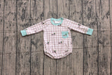 Duck embroidery plaid pocket plaid boy romper