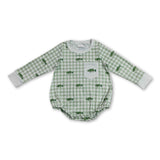 Long sleeves fish pocket plaid baby boy romper