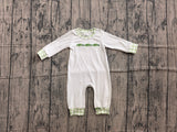 Long sleeves green plaid fish baby boy romper