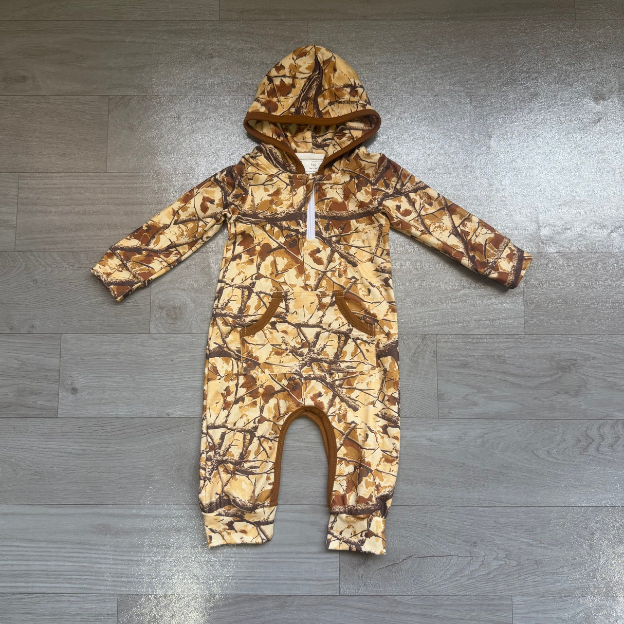 Long sleeves camo baby boys fall hooded romper
