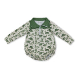 Long sleeves green duck baby boy fall romper