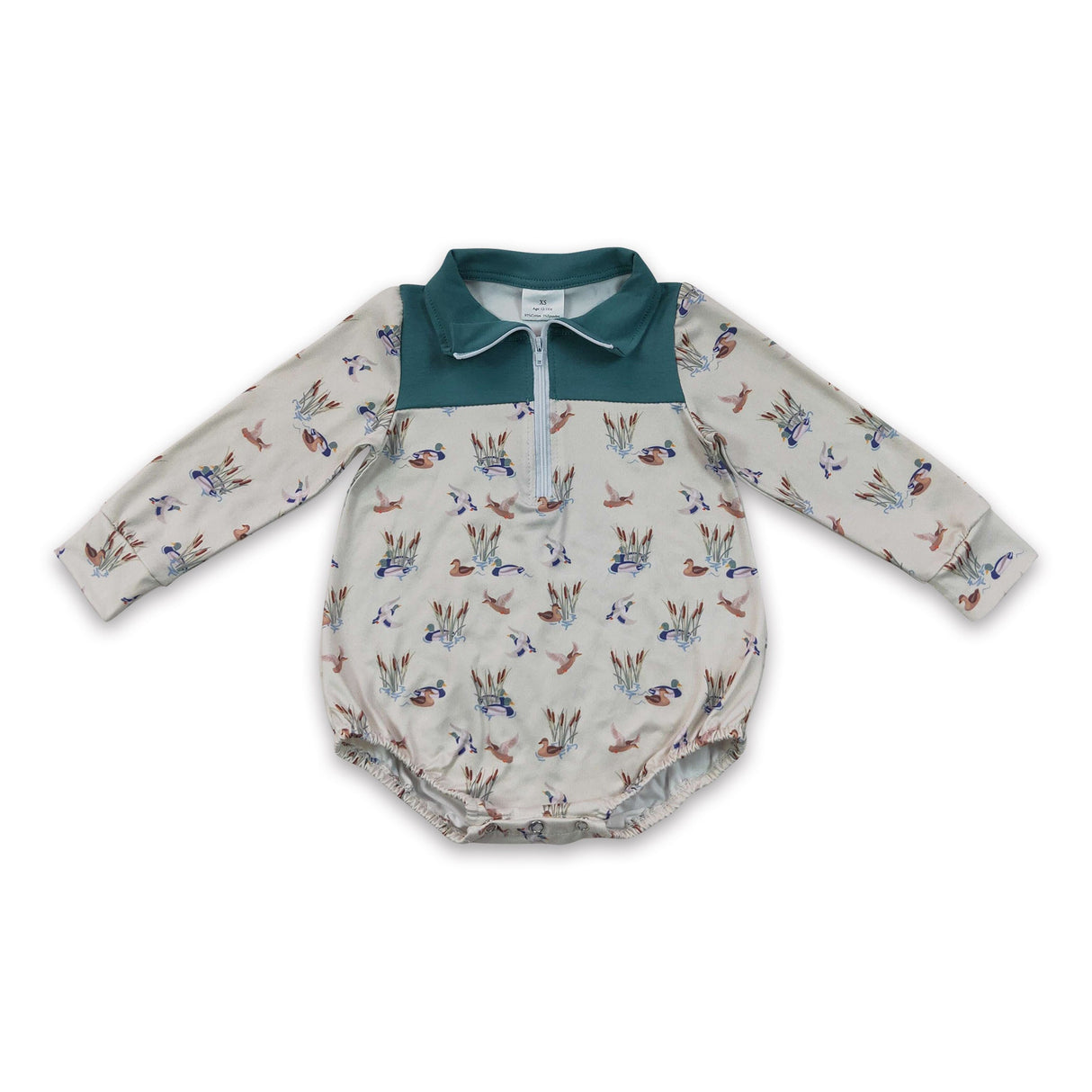Long sleeves duck zipper baby boy fall romper