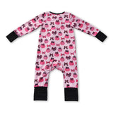 Long sleeves pink pumpkin bows baby fall zipper romper