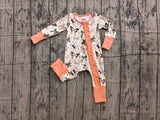 Long sleeves bows ruffle baby girls Halloween zipper romper