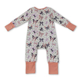 Long sleeves bows ruffle baby girls Halloween zipper romper