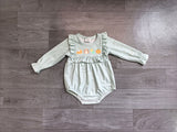 Plaid turkey pumpkin pie baby girls Thanksgiving romper