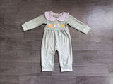 Plaid turkey pumpkin pie baby boys Thanksgiving romper