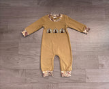 Turkey camo embroidery boy Thanksgiving romper