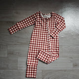 Long sleeves plaid baby boy fall zipper romper