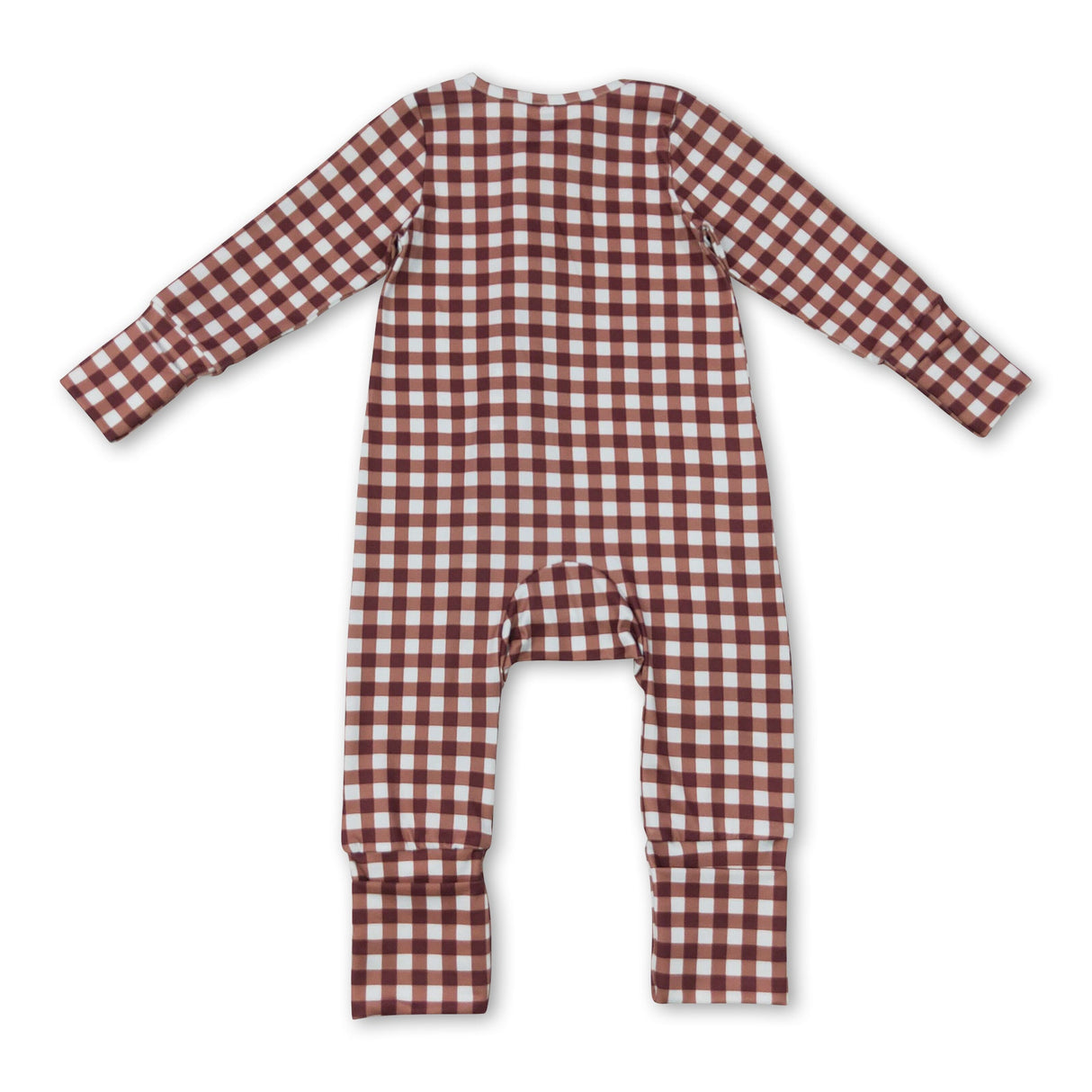 Long sleeves plaid baby boy fall zipper romper