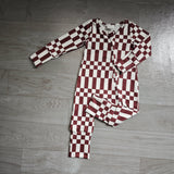 Long sleeves plaid stripe baby boy fall zipper romper