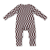 Long sleeves plaid stripe baby boy fall zipper romper