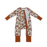 Pumpkin pie turkey bow baby girls Thanksgiving zipper romper