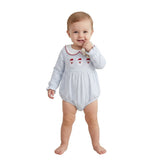 Stripe santa embroidery baby girls Christmas romper