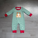 Dog Christmas lighting embroidery baby boys romper