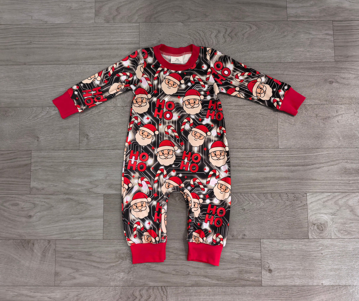 Red long sleeves ho ho ho santa baby Christmas romper
