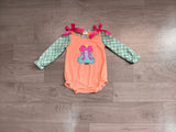 long sleeves Christmas tree bow baby girls romper