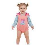 Long sleeves Christmas tree bow baby girls romper