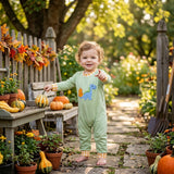 Dinosaur pumpkin embroidery baby boy fall romper