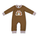 Turkey embroidery baby boy Thanksgiving romper