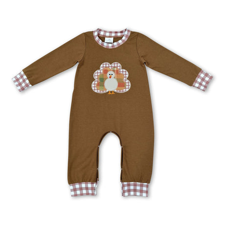 Turkey embroidery baby boy Thanksgiving romper