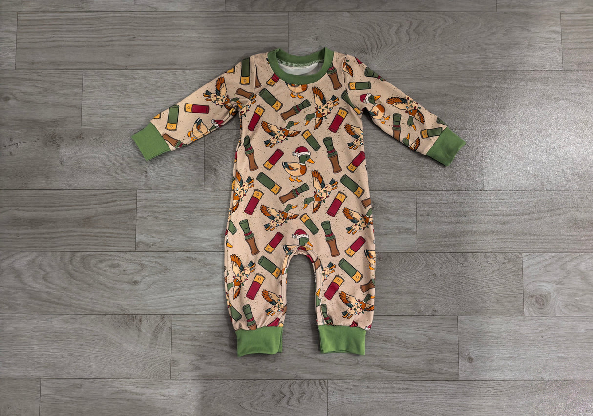 Long sleeves Christmas duck call baby boy romper