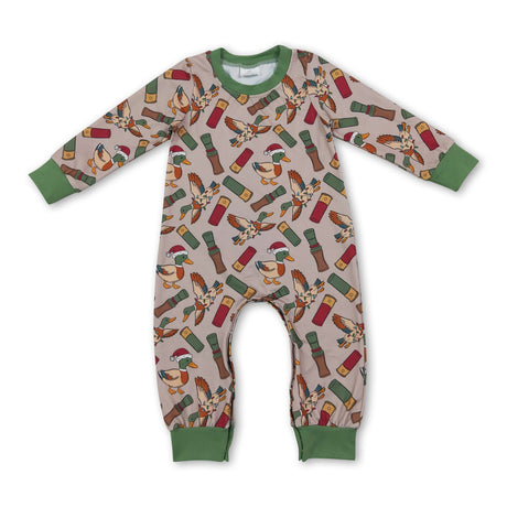 Long sleeves Christmas duck call baby boy romper