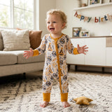 Long sleeves baby Happy New Year zipper romper