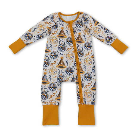 Long sleeves baby Happy New Year zipper romper