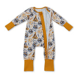 Long sleeves baby Happy New Year zipper romper