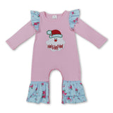 Ho ho ho santa embroidery girls Christmas romper